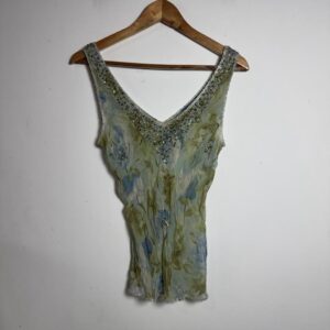 Blusa Regata Floral Transparente com Bordados - Claudia Simões - tam M