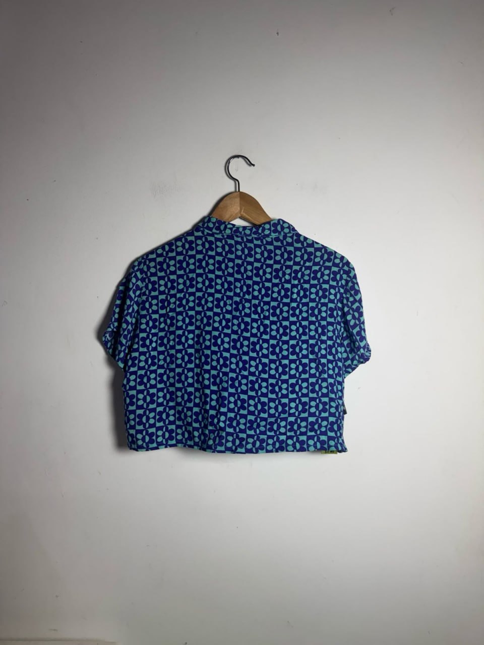 Cropped Estampa Floral Quadriculada Azul – tam G - Imagem 2