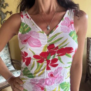 Vestido Curto Estampa Floral e Corrente nas Costas – tam PP