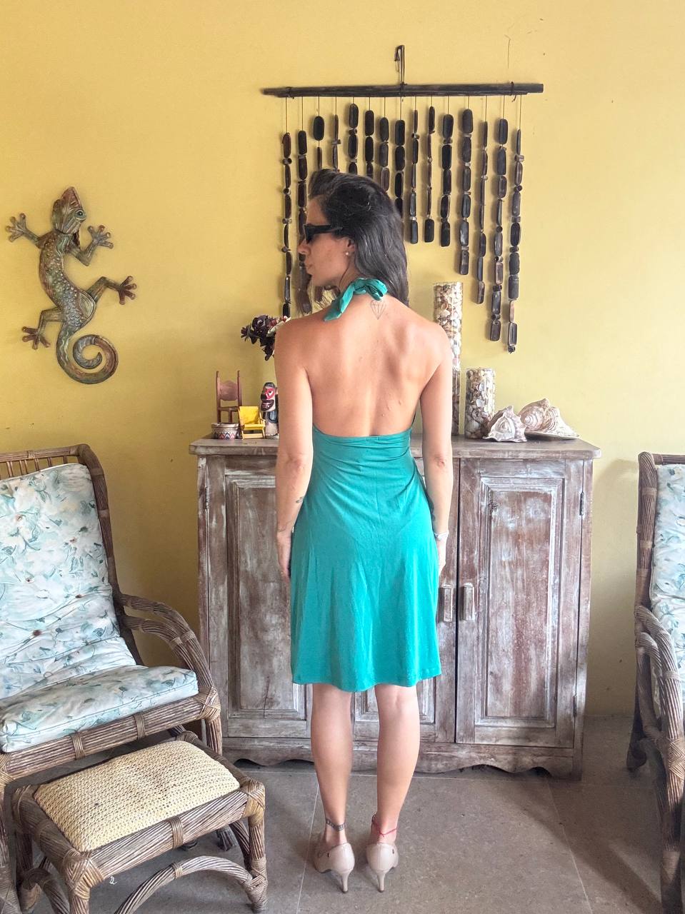 Vestido Halter Neck Verde com Detalhes Metálicos – Az – tam 40 - Imagem 2