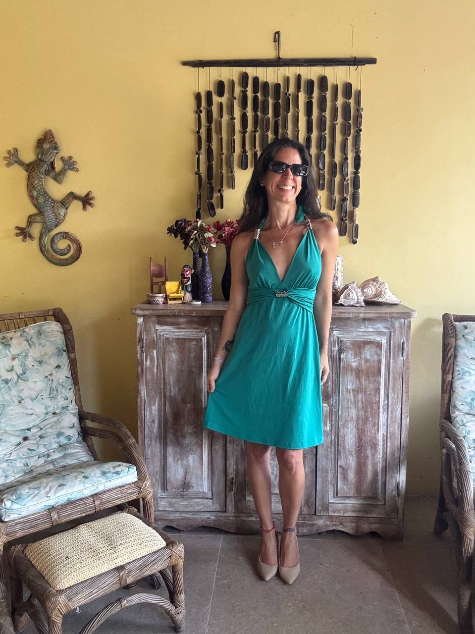 Vestido Halter Neck Verde com Detalhes Metálicos – Az – tam 40 - Imagem 4