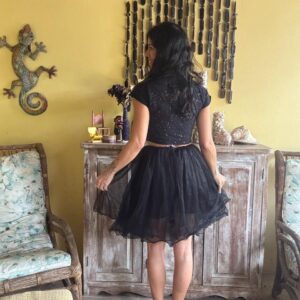 Conjunto Cropped Saia Tule Preto infantil – tam 10
