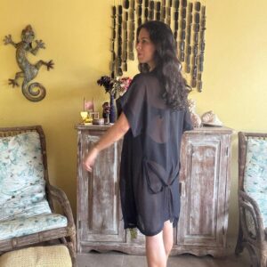 Robe de Sobreposição Transparente Preto