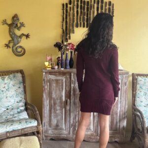 Vestido Curto Tricô Vinho Inverno – Hot Wear – tam M