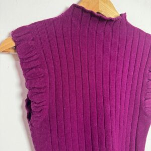 Blusa Regata de Tricô Canelado Roxa com Babados – tam P