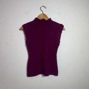 Blusa Regata de Tricô Canelado Roxa com Babados - tam P