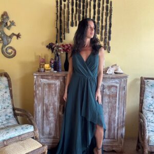 Vestido Longo Verde com Fenda - Shein - tam G