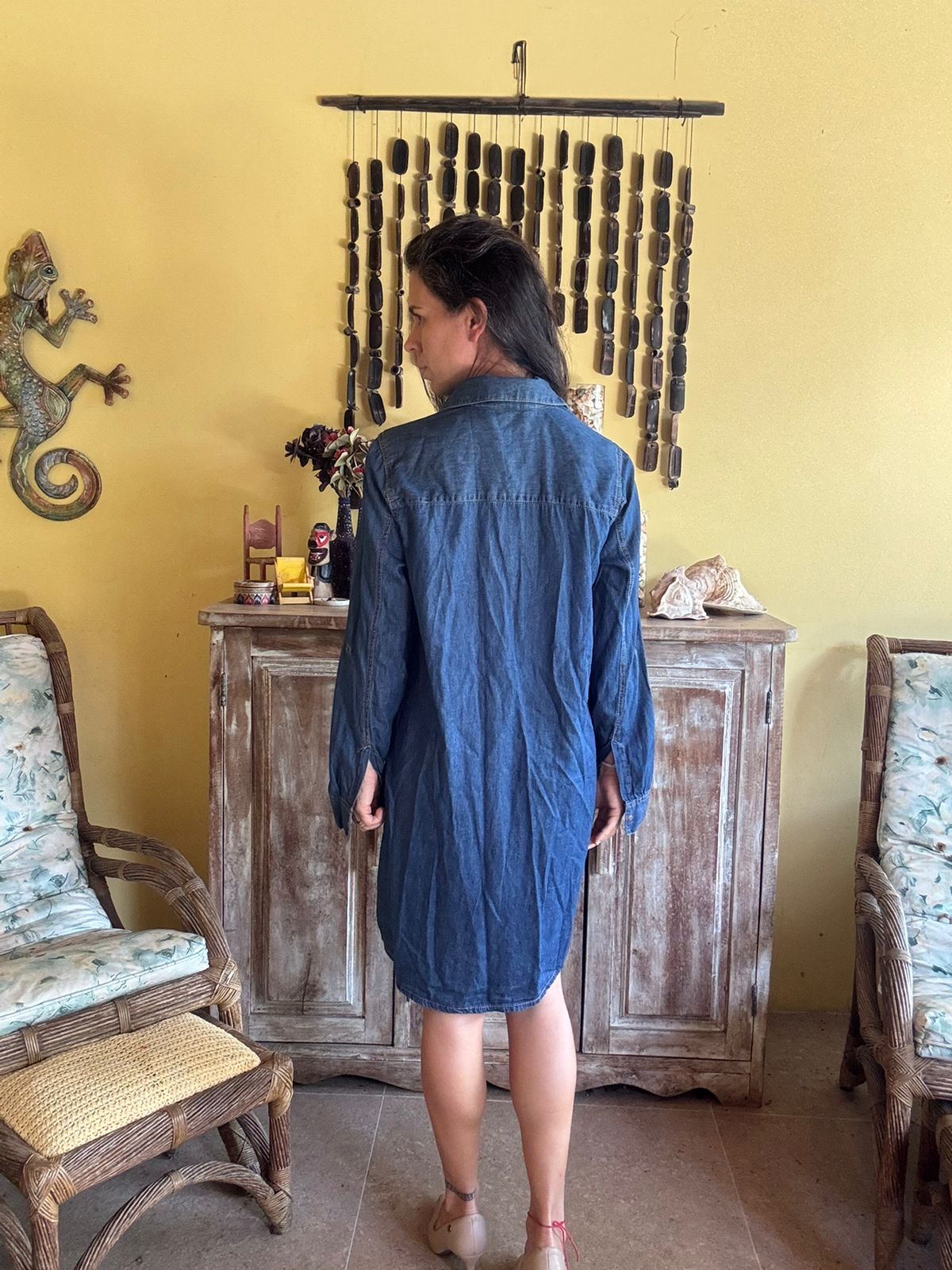 Vestido Chemise Jeans Manga Longa - Marfinno - tam M - Imagem 2