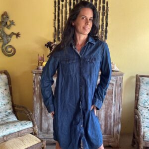 Vestido Chemise Jeans Manga Longa - Marfinno - tam M