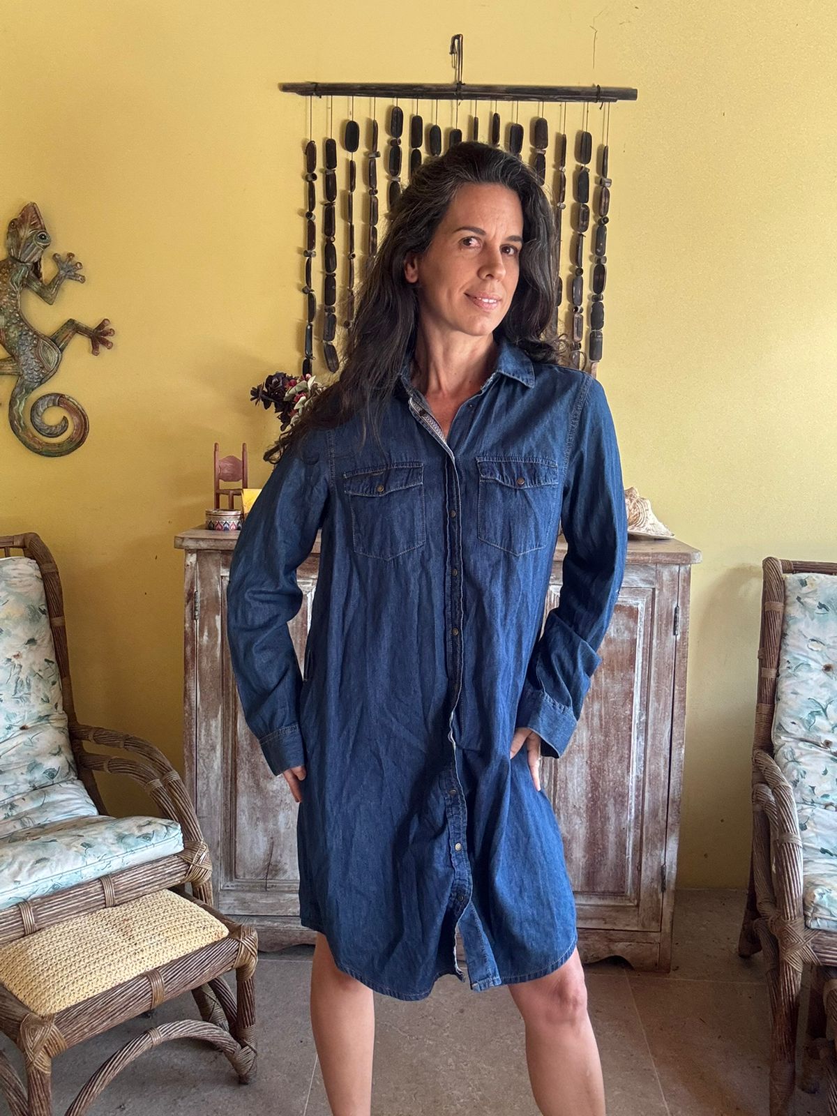 Vestido Chemise Jeans Manga Longa - Marfinno - tam M