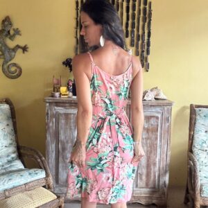 Vestido Transpassado Estampa Tropical Rosa – Kallayanne – tam G