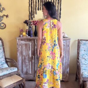 Vestido Midi Floral Amarelo Vibrante – Cortelle – tam G