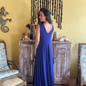 Vestido Longo Plissado Azul Royal – Mottive – tam G