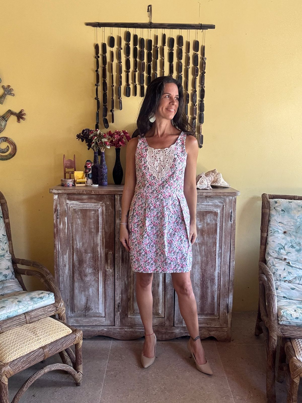 Vestido Curto com Estampa Floral - Kallayanne - tam G