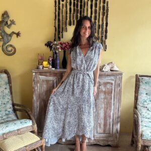 Vestido Longo Transpassado Animal Print - tam M