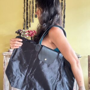 Bolsa de Ombro Dobrável Preta - Grande