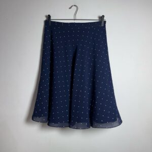 Saia Midi Evasê Poá Azul Marinho – Mary zade – tam 40