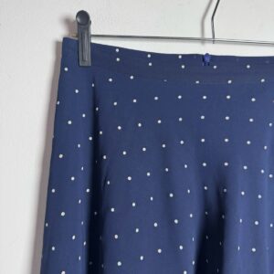 Saia Midi Evasê Poá Azul Marinho – Mary zade – tam 40