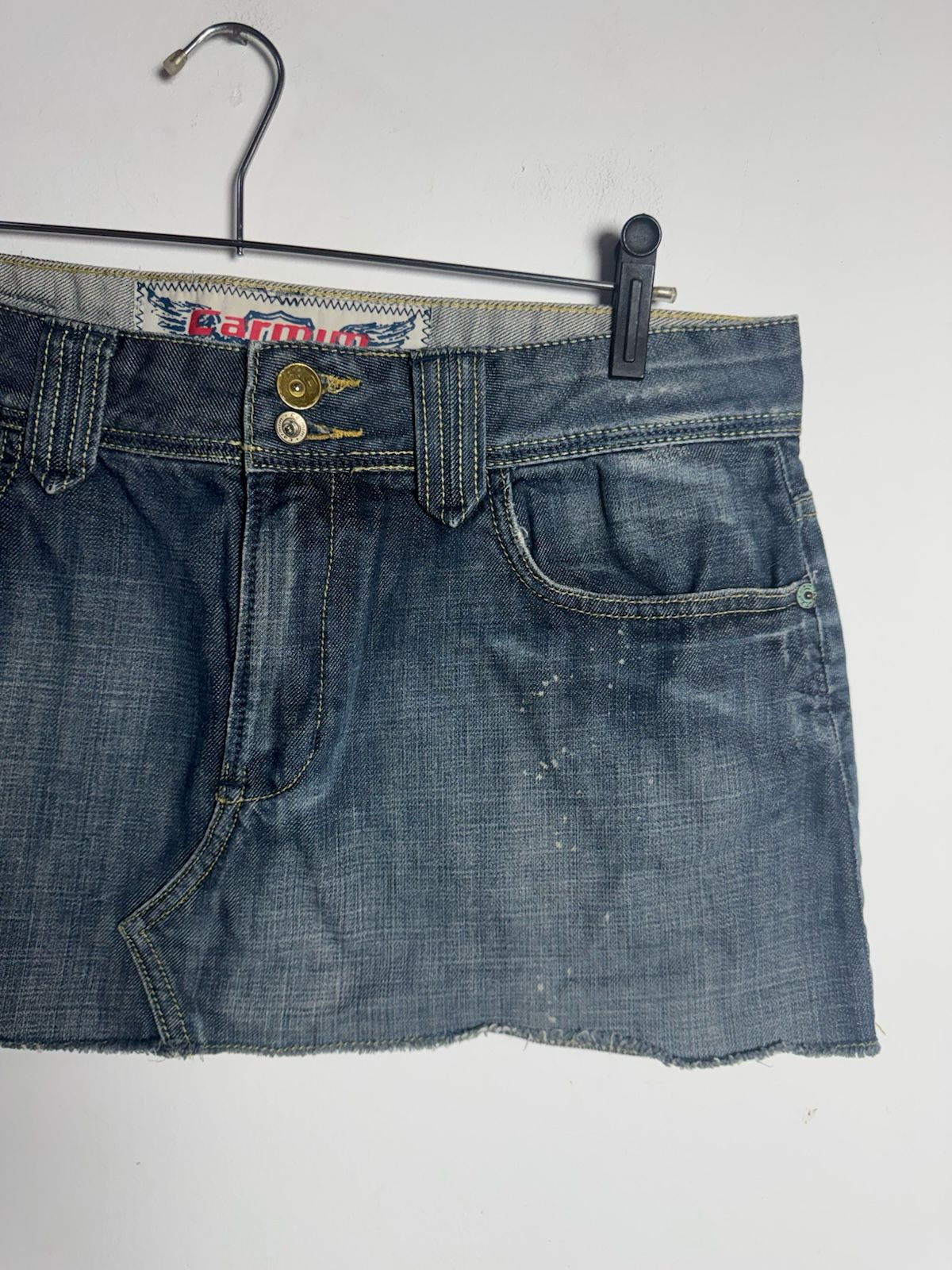 Mini Saia Jeans Desfiada com Bordado – Carmim – tam 42 - Imagem 5