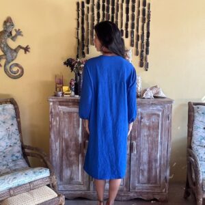 Vestido Azul Midi Manga Longa – tam GG