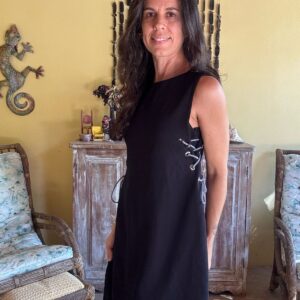Vestido Preto com Amarração Lateral – tam M