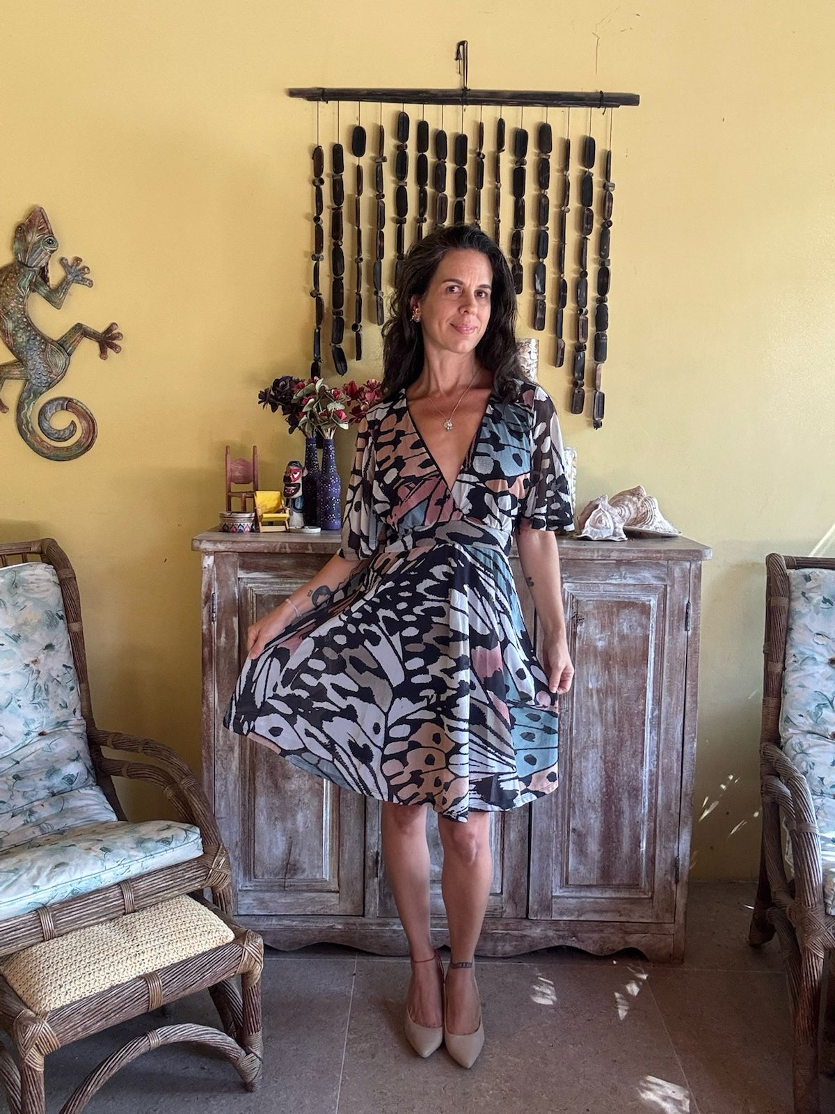Vestido Estampado Asas de Borboleta – Zinzane – tam G