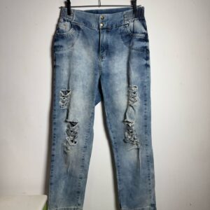 Calça Jeans Rasgada Cintura Alta PK Pinguim - Tam 42