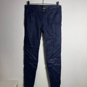 Calça Coated com Zíperes Azul Marinho – Zara – tam 38