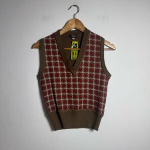 Colete Vintage de Tricô com Estampa Houndstooth – tam M