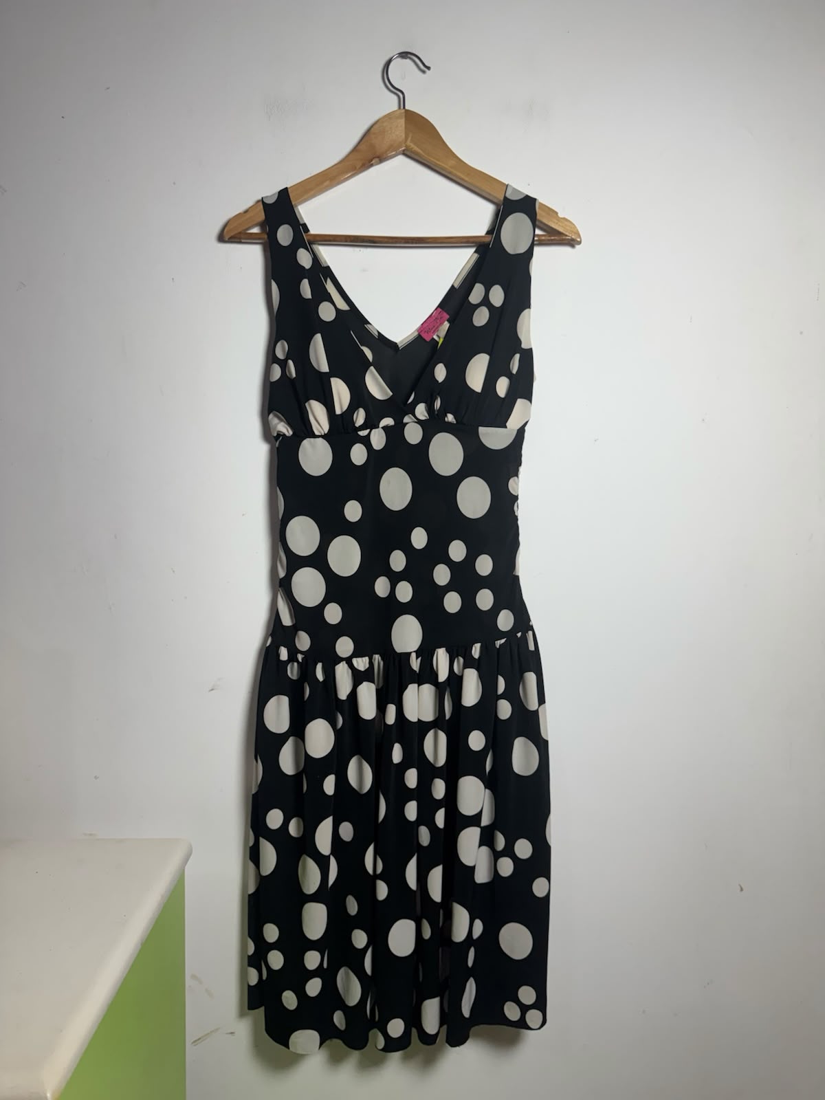 Vestido de Poá Preto e Branco com Bolinhas Variadas - tam M
