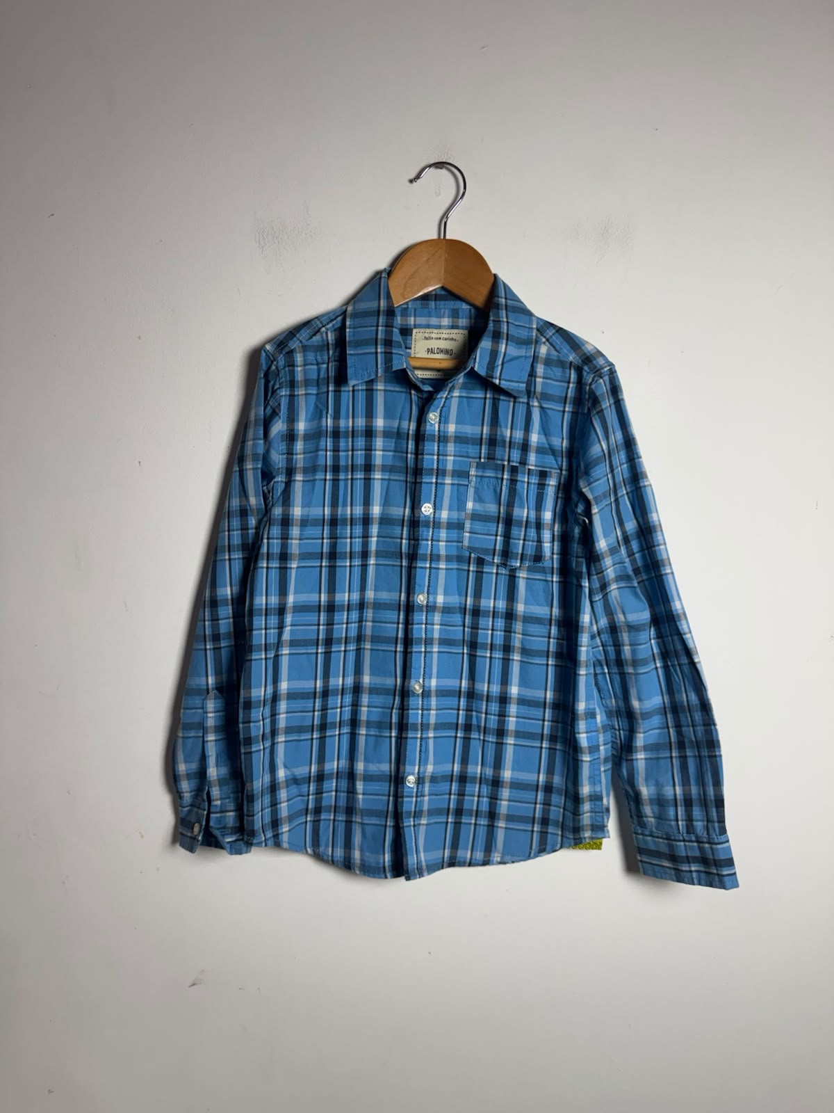 Camisa Infantil Manga Longa Quadriculada Azul – Palomino – tam 8