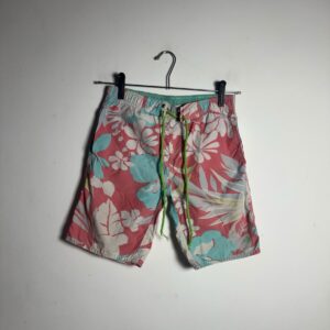 Bermuda Infantil Estampa Floral Rosa e Azul-turquesa – Richards – tam 8/9