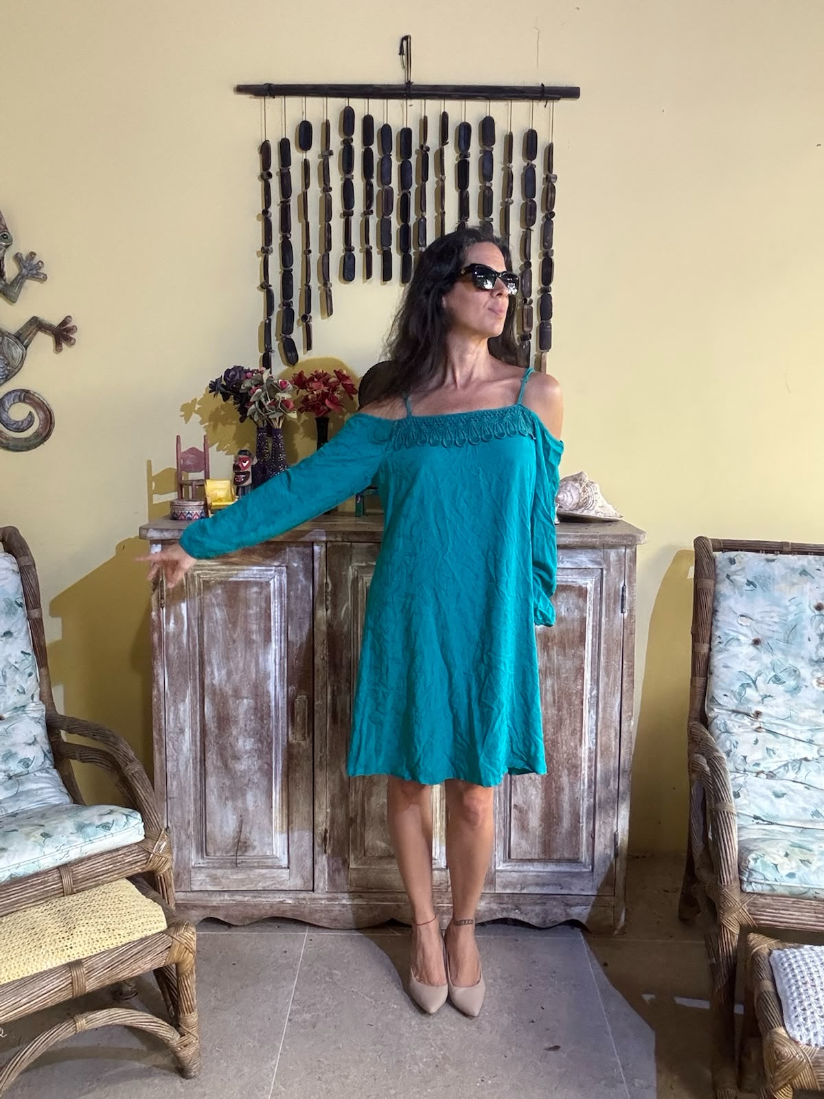Vestido Verde Ombro a Ombro com Crochê – inthestreet – tam M - Imagem 4