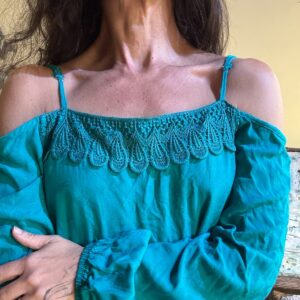 Vestido Verde Ombro a Ombro com Crochê – inthestreet – tam M