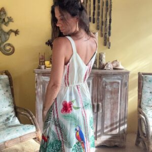 Vestido Tropical Estampa Tucano e Papagaio – Geizi – tam M