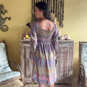 Vestido Estampado Decote Quadrado e Corpo Smock – tam G