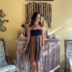 Vestido tomara que caia preto e listrado – Tribos – tam 38/40