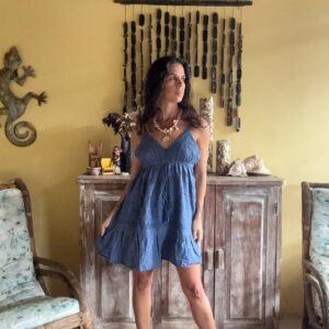 Vestido Azul Laise V-Neck – Beleza Indiana – tam GG