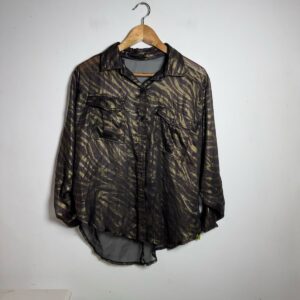 Camisa Estampa Zebra Transparente Preto e Dourado – tam M