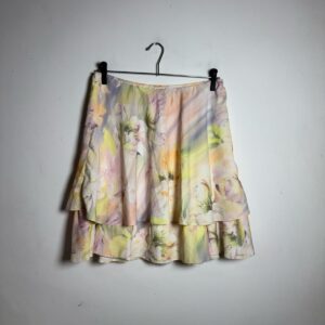 Saia Curta Estampada Floral com Babados – tam M