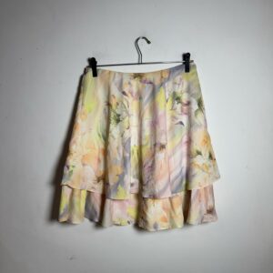 Saia Curta Estampada Floral com Babados – tam M