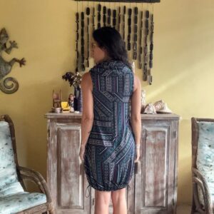 Vestido Estampado Roxo Malha Fria Gola Boba – Danque – tam P