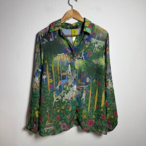 Camisa de Manga Comprida Estampa Cenário Parque Urbano Colorida – tam G