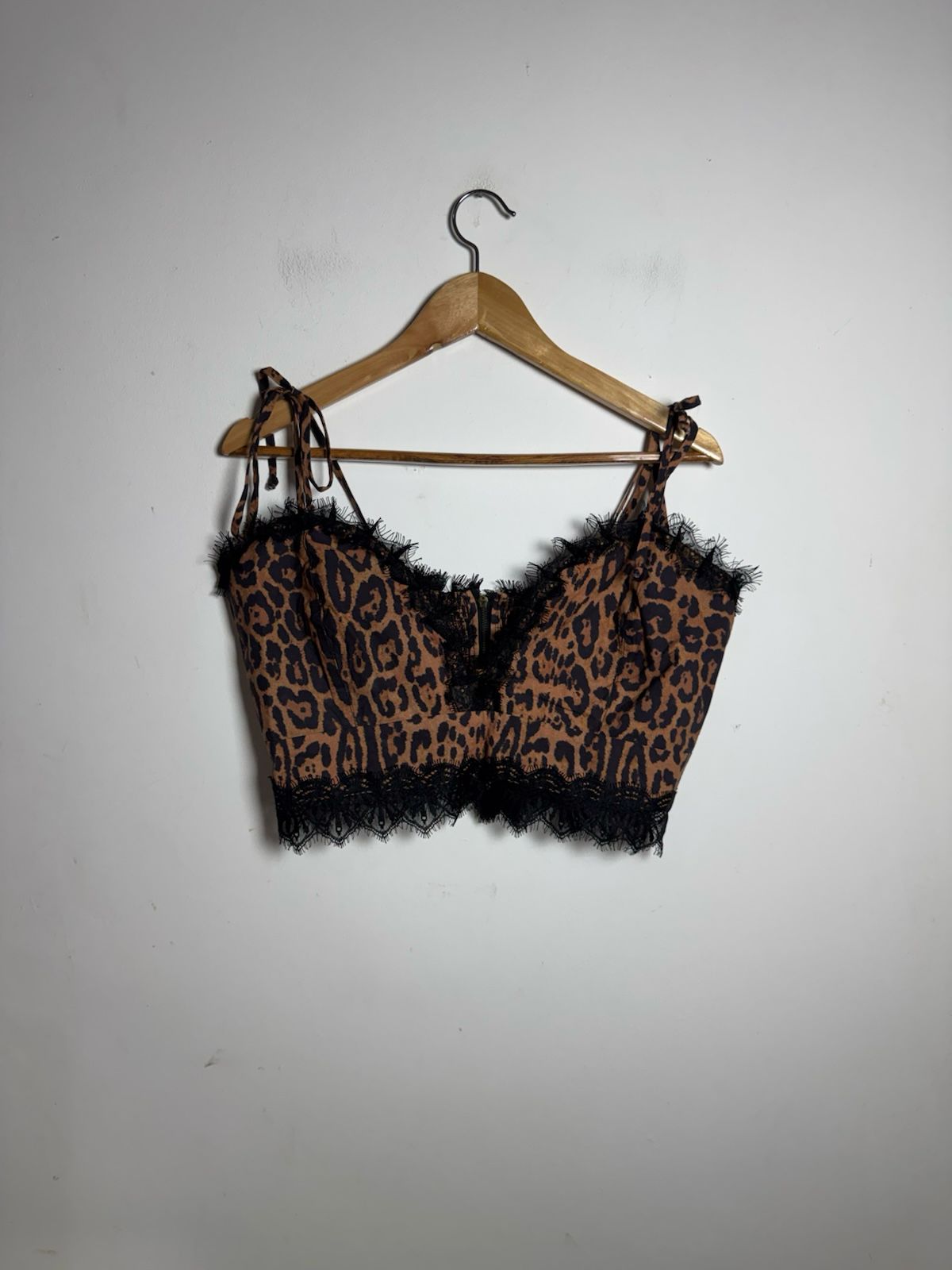 Top Cropped Animal Print com Renda e Zíper – Aquarela – tam G