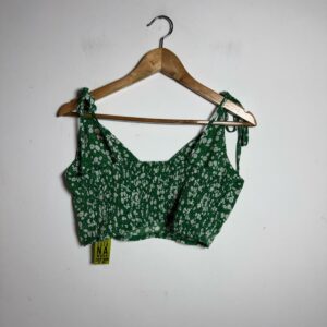 Top Cropped Verde Estampado Floral com Amarração – Shein – tam G