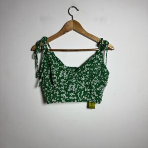 Top Cropped Verde Estampado Floral com Amarração – Shein – tam G