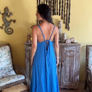 Vestido Longo Slip Azul Texturizado – tam G