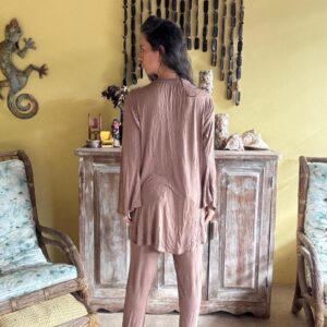 Conjunt de Calça e Blusa Marrom Transpassada – Luls  – tam GG