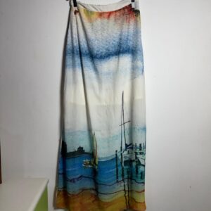 Conjunto com Camisa e Saia Longa Estampado de Barcos e Mar – Vicio – tam P