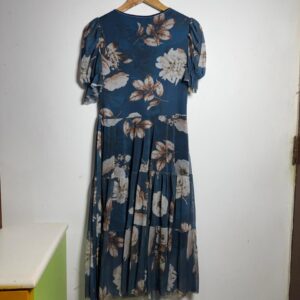 Vestido Estampado Floral Azul Manga Bufante – tam M